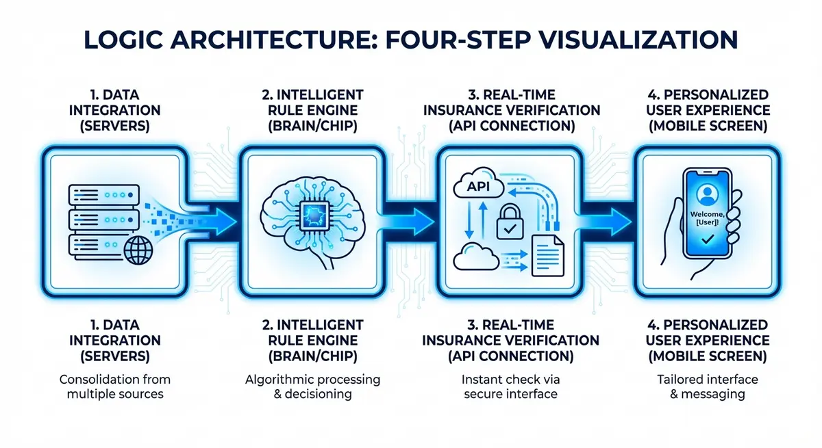 Infographic showing the architecture of a custom addiction treatment cost estimator price system