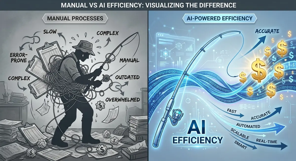 Comparison of manual marketing versus optimized ai ad generation for fishing gear cost efficiency
