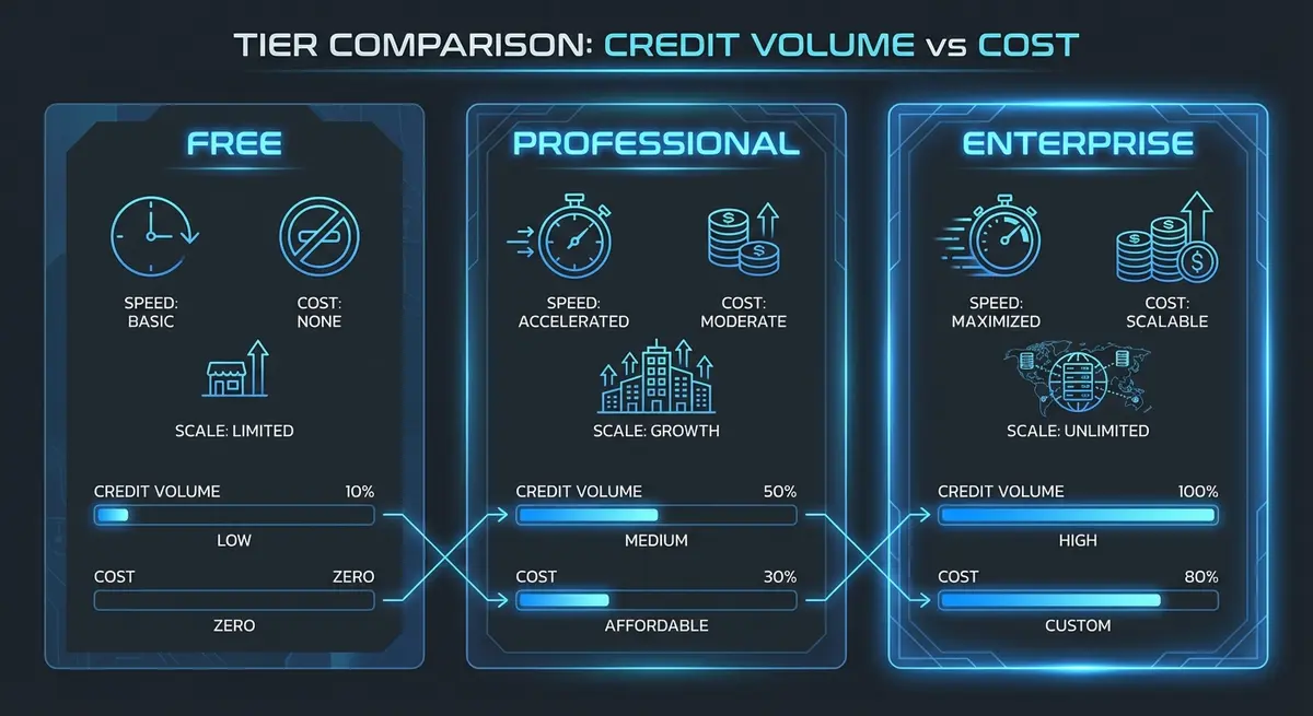 Infographic comparing ai ad generation for food brands pricing tiers