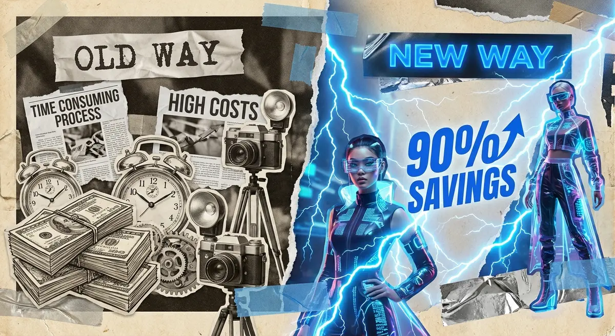 Comparison of traditional photoshoot costs vs AI ad generation for apparel brands pricing