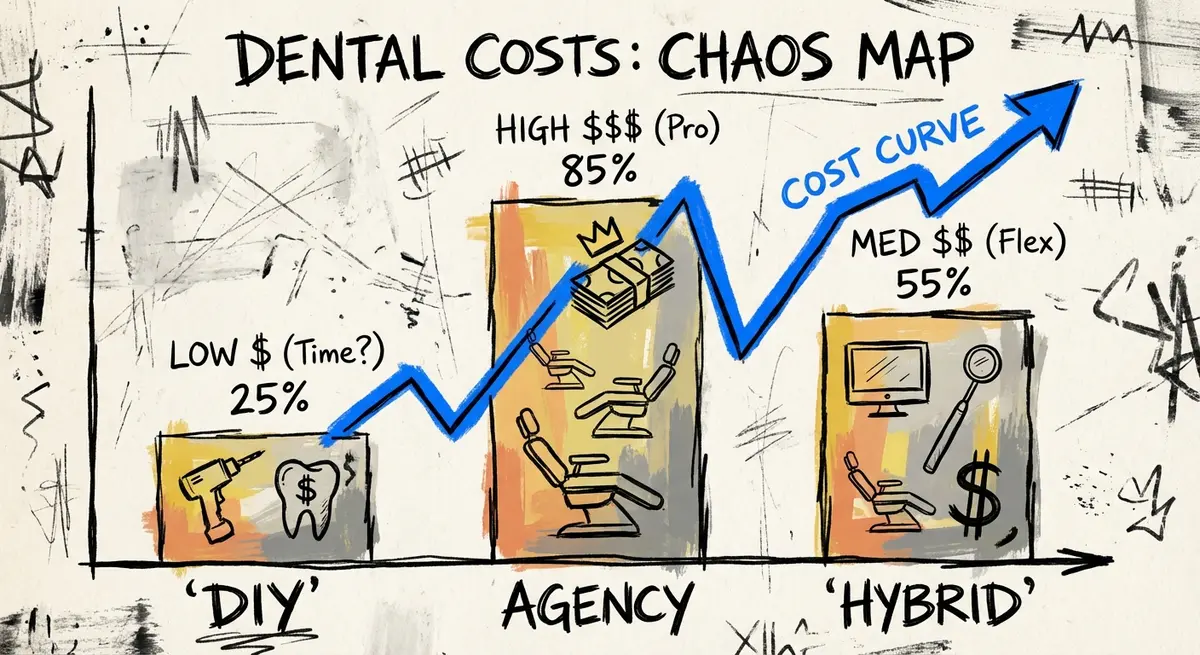 Infographic showing ai ad generation for dental products cost comparison