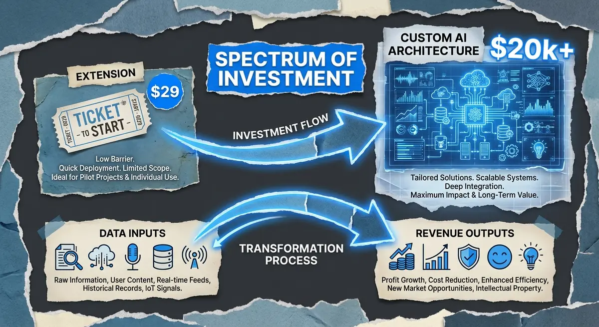 Spectrum of ai ad generation for magento stores cost from extensions to custom builds