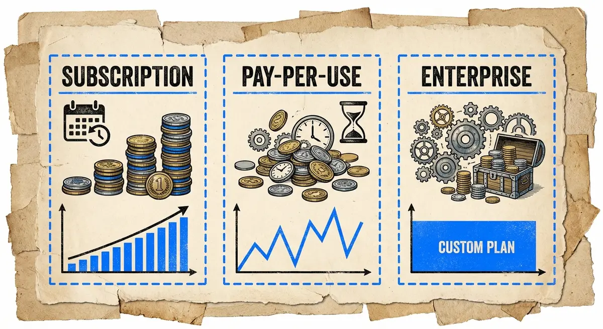 Comparison of AI booking form pricing models: Subscription, Pay-Per-Use, and Enterprise