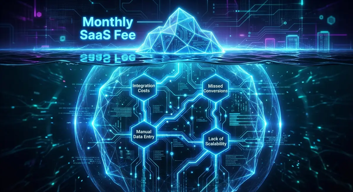 Infographic showing hidden costs in AI calculator builder pricing models