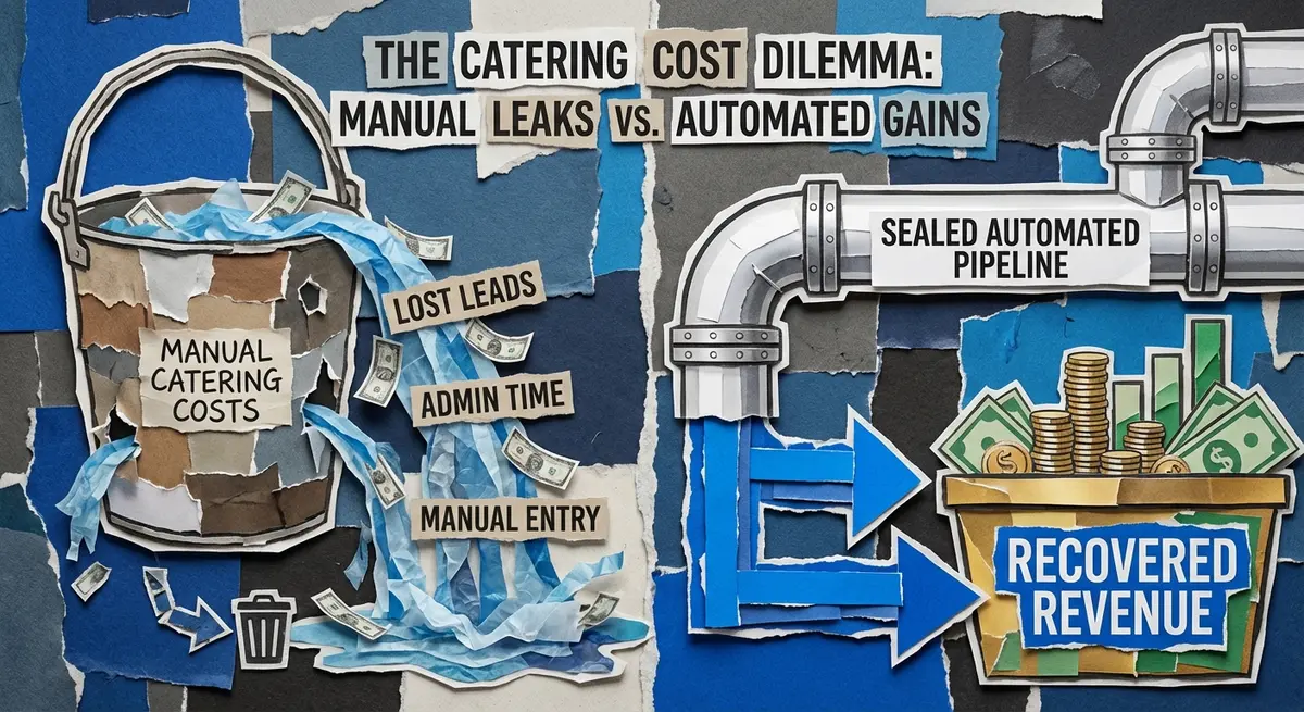 Infographic comparing manual operational losses vs ai catering agent cost savings