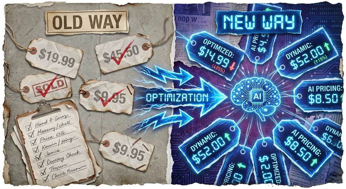 Infographic comparing static pricing versus AI checkout optimization pricing