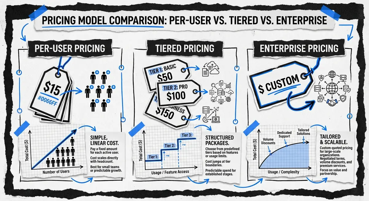 Comparison of AI conversation intelligence pricing models infographic per user vs enterprise