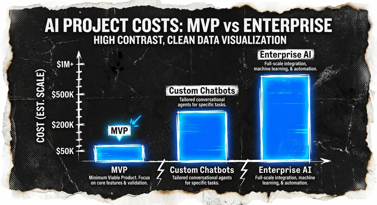 ai custom development pricing comparison chart for mvp vs enterprise solutions