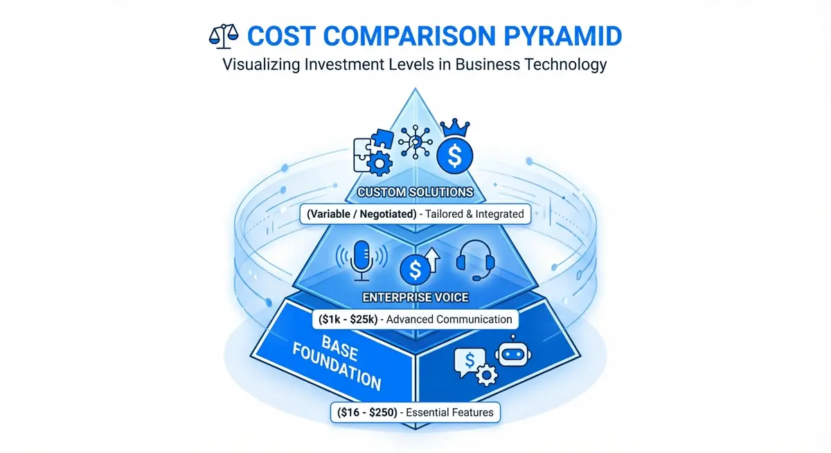 Infographic comparing ai customer service agent cost tiers