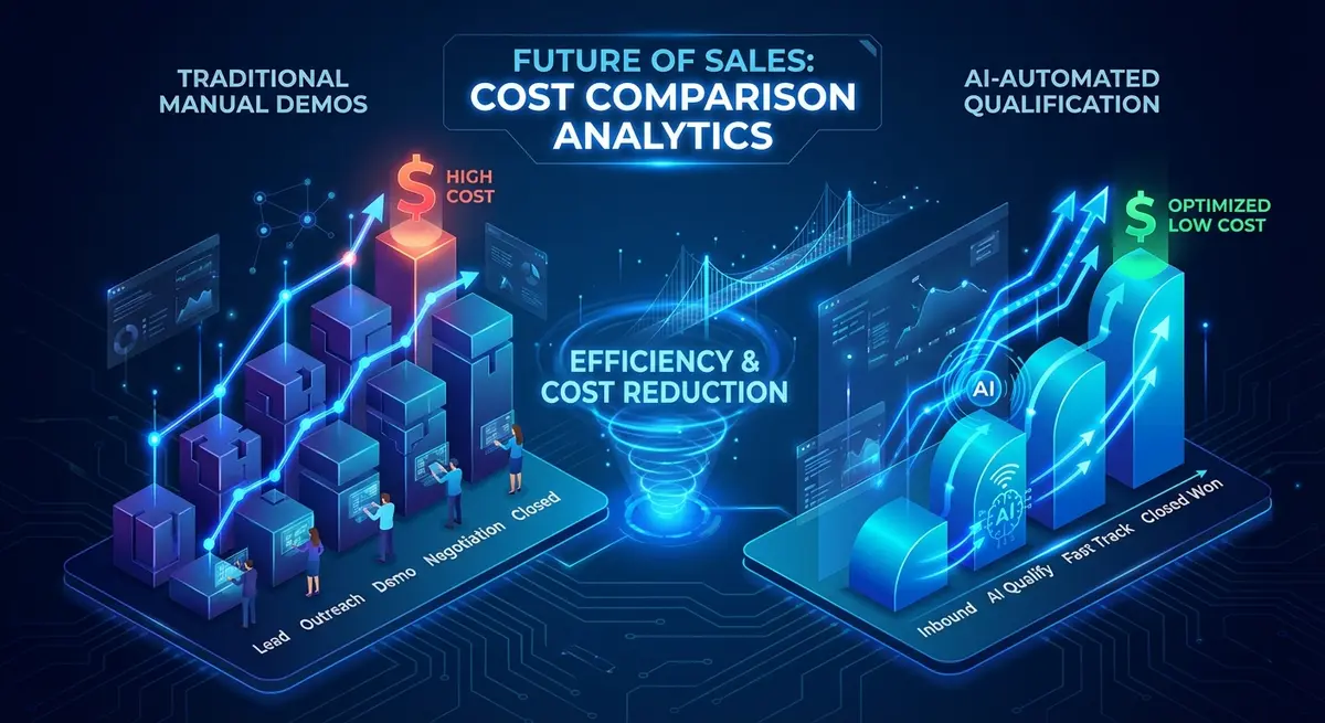 Infographic comparing AI demo funnel pricing models and platform features