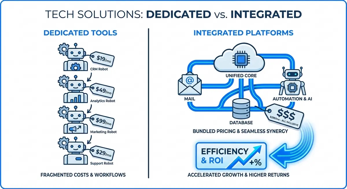 Comparison of dedicated AI tools versus integrated platform pricing for ai email copywriting cost