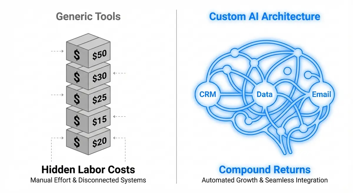 Comparison of generic ai email sequence builder pricing tiers versus custom architecture value