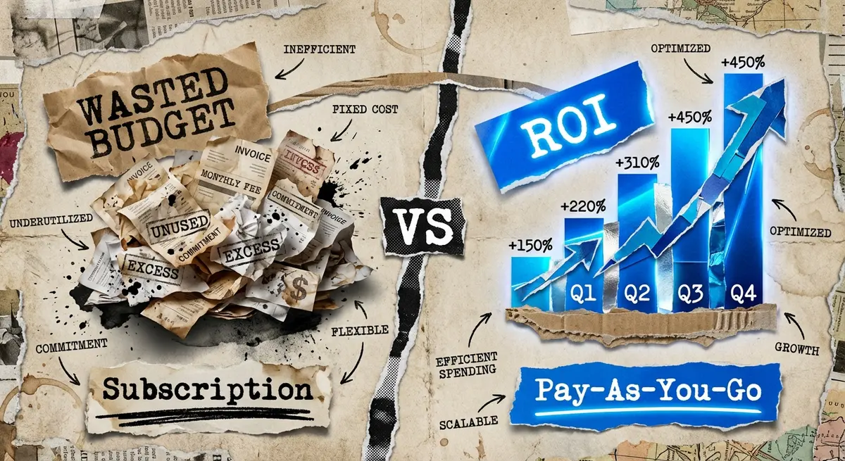 Infographic comparing pay-as-you-go versus subscription pricing models for email verification