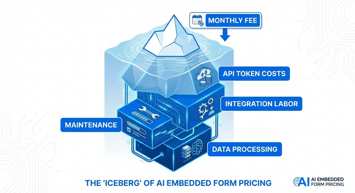 Infographic showing hidden costs in AI embedded form pricing structures