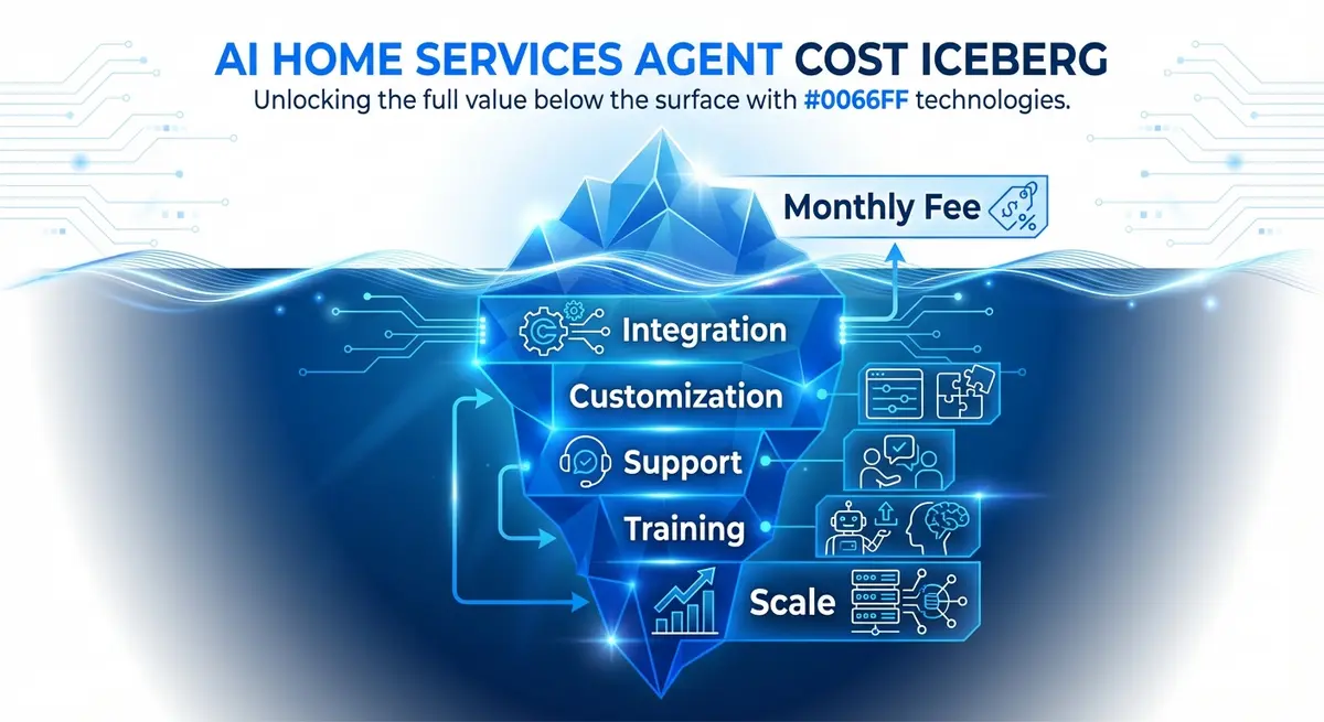 Infographic showing hidden factors of AI home services agent cost