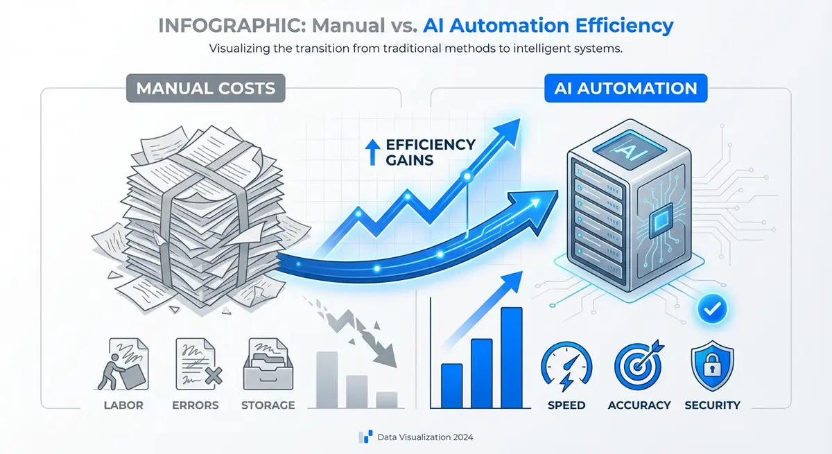 Comparison of manual intake costs versus AI intake form builder cost efficiency