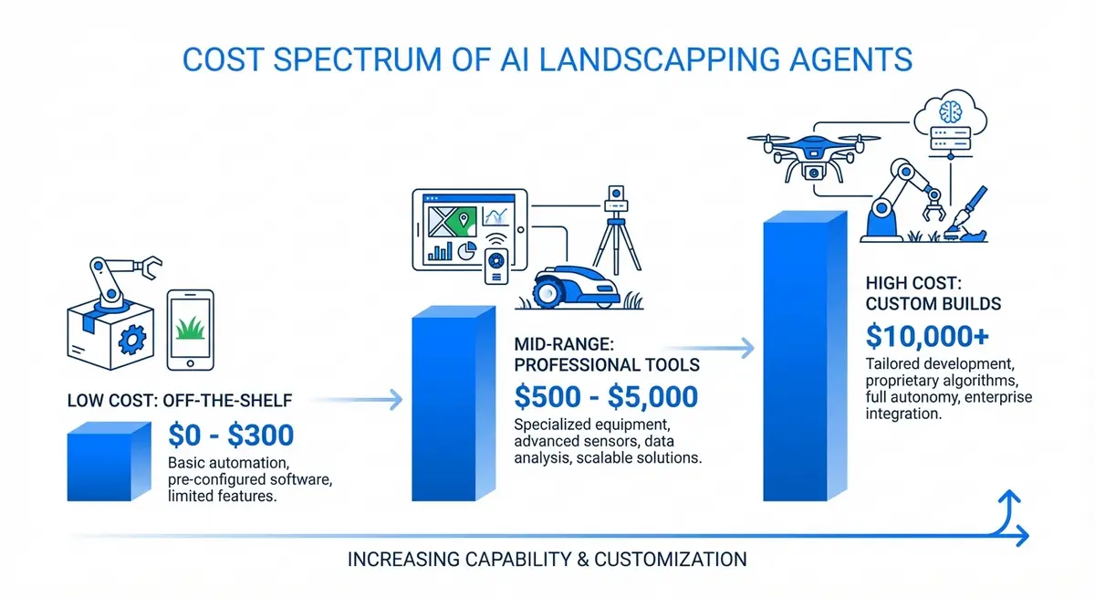 AI landscaping agent cost spectrum chart