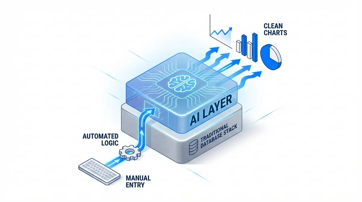 Infographic showing how an AI layer for accounting firm workflow automates data processing