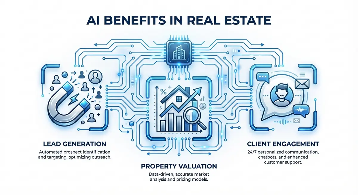 Infographic showing operational benefits of an ai layer for real estate brokerage
