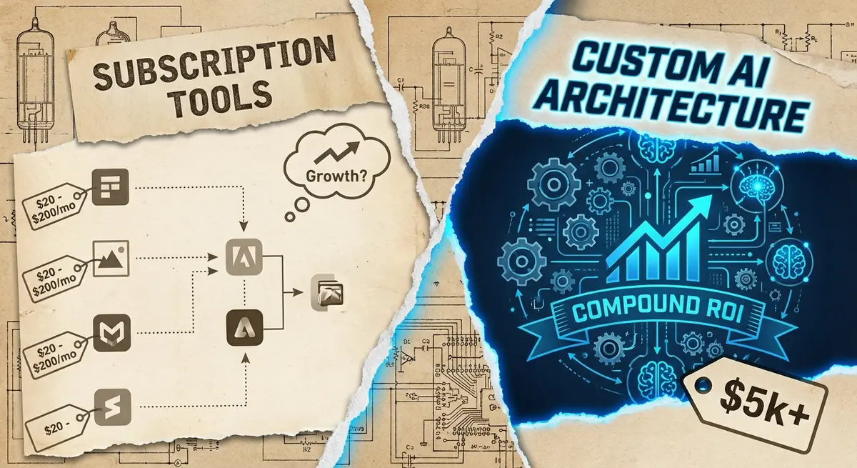 Infographic comparing ai long form sales page cost tiers from SaaS to custom development