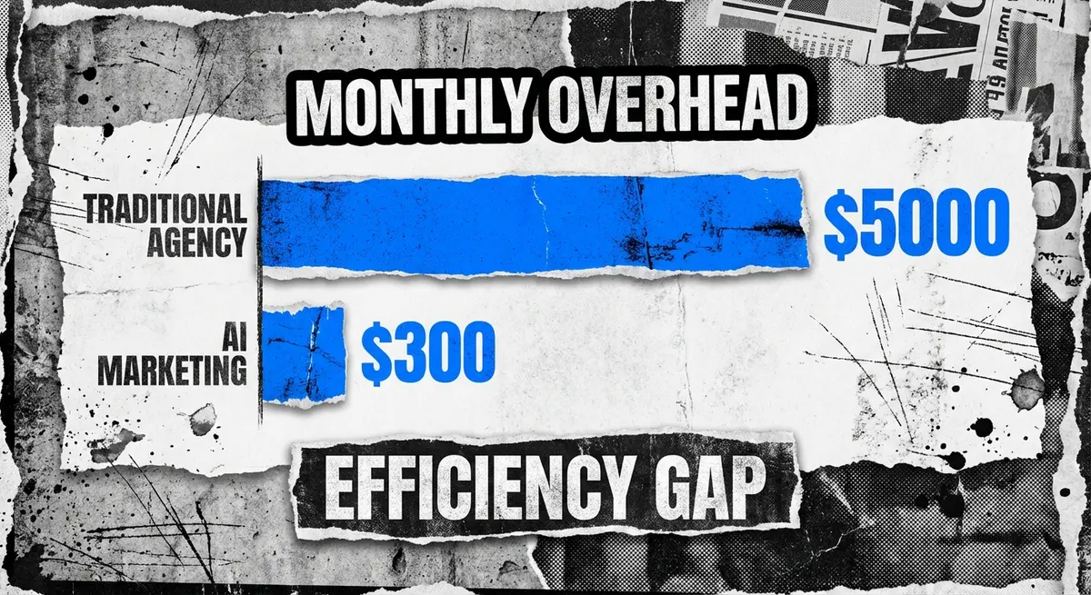 Bar chart showing ai marketing for electricians cost savings versus traditional agencies