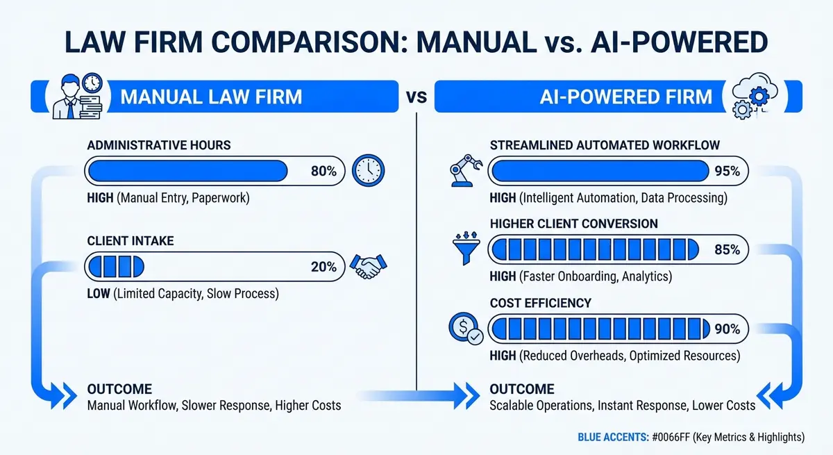 Chart comparing traditional expenses vs AI marketing for immigration lawyers cost efficiency