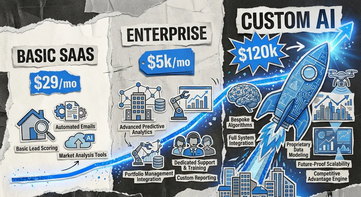 AI marketing for real estate cost spectrum infographic