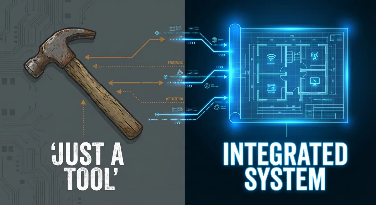 Comparison of buying a single AI tool vs building an integrated AI marketing system