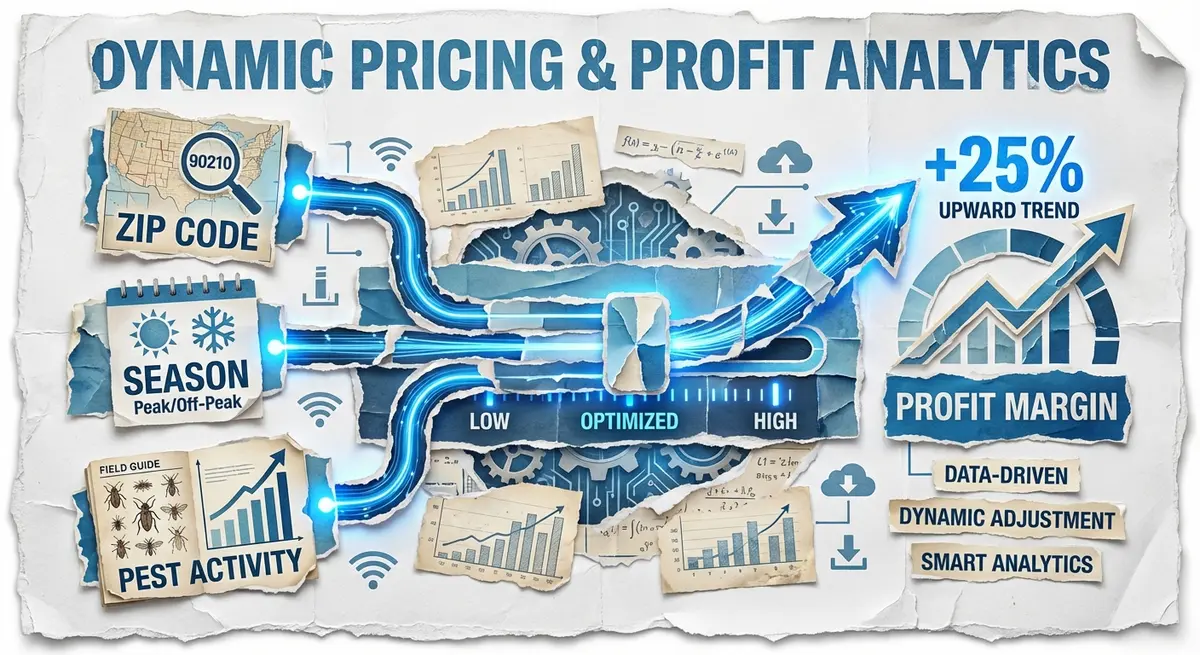 Diagram showing dynamic ai marketing for pest control pricing adjustments based on location and seasonality