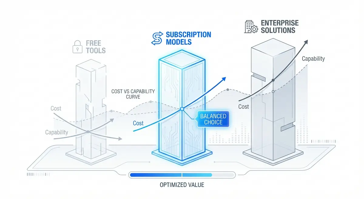 Comparison chart of AI mortgage agent cost models from free to enterprise