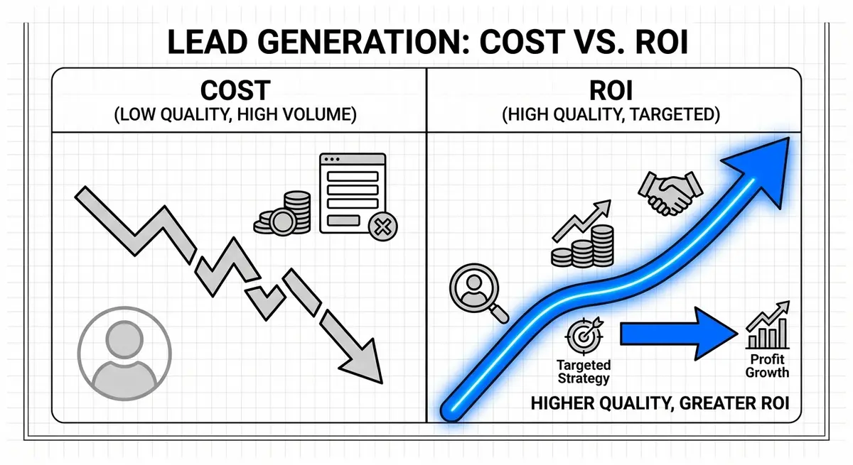 Infographic comparing ai multi-step form cost against lead quality ROI