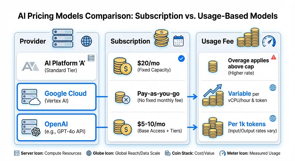 Comparison infographic of AI multilingual support pricing models including Lingpad, Google Cloud, and OpenAI