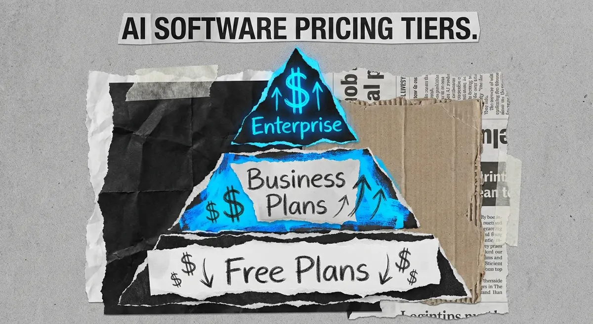 AI onboarding services pricing tiers infographic showing free business and enterprise levels