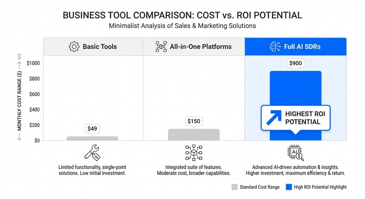 Comparison of ai outreach automation pricing models from basic tools to full AI SDRs