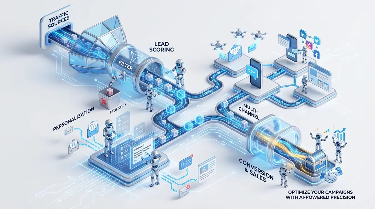 Infographic showing how ai outreach for marketing agencies automates lead scoring and personalization