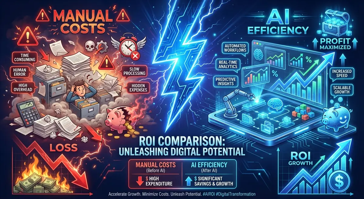 Infographic comparing manual pharmacy costs versus AI pharmacy agent cost savings