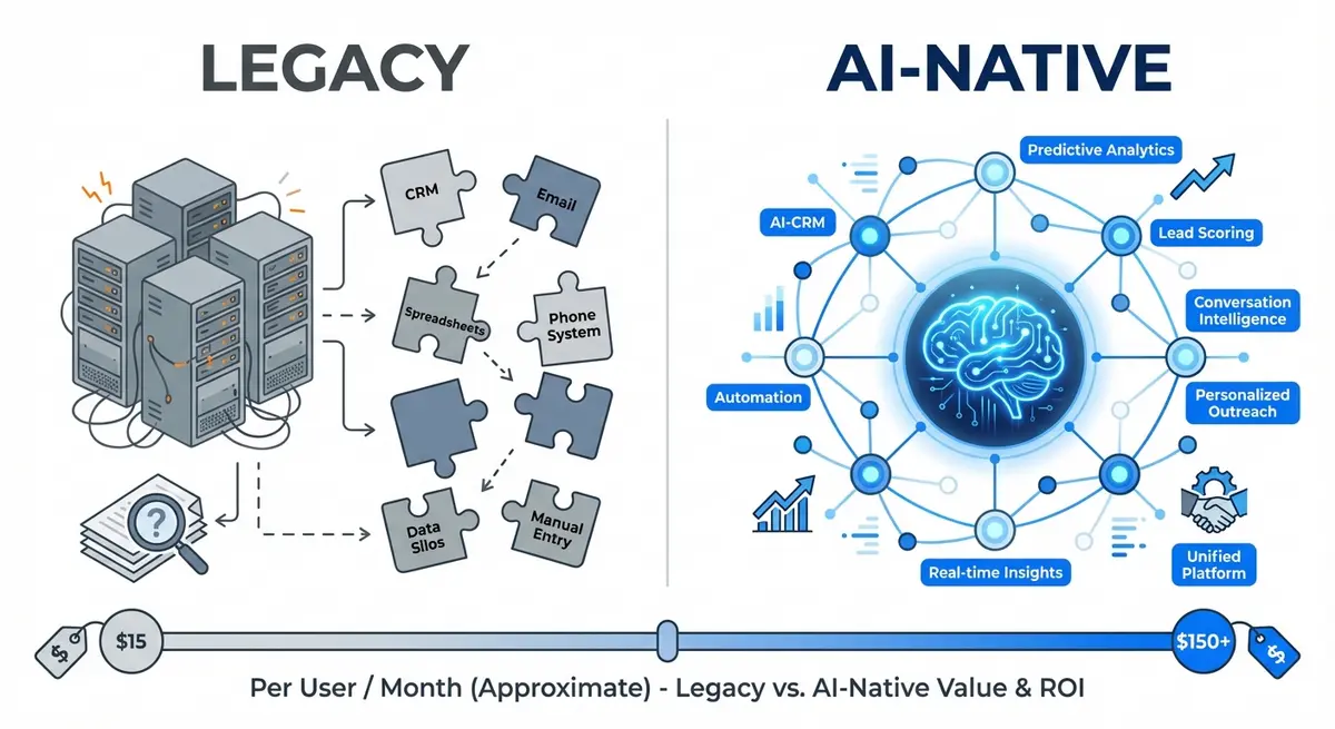 Comparison of traditional CRM vs AI pipeline management pricing models