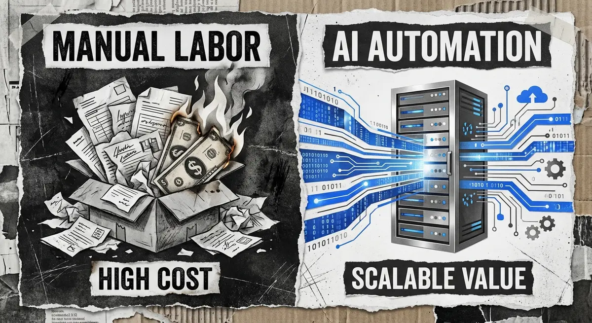 Infographic comparing manual copywriting costs versus AI product description generator pricing models