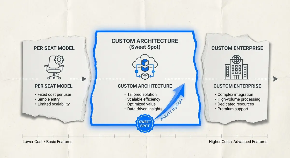 Infographic showing ai sales automation pricing models from per-user to enterprise