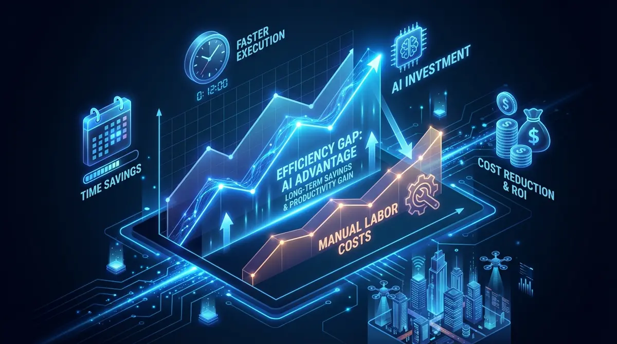 Infographic showing ai scheduling tool cost analysis versus manual labor expenses