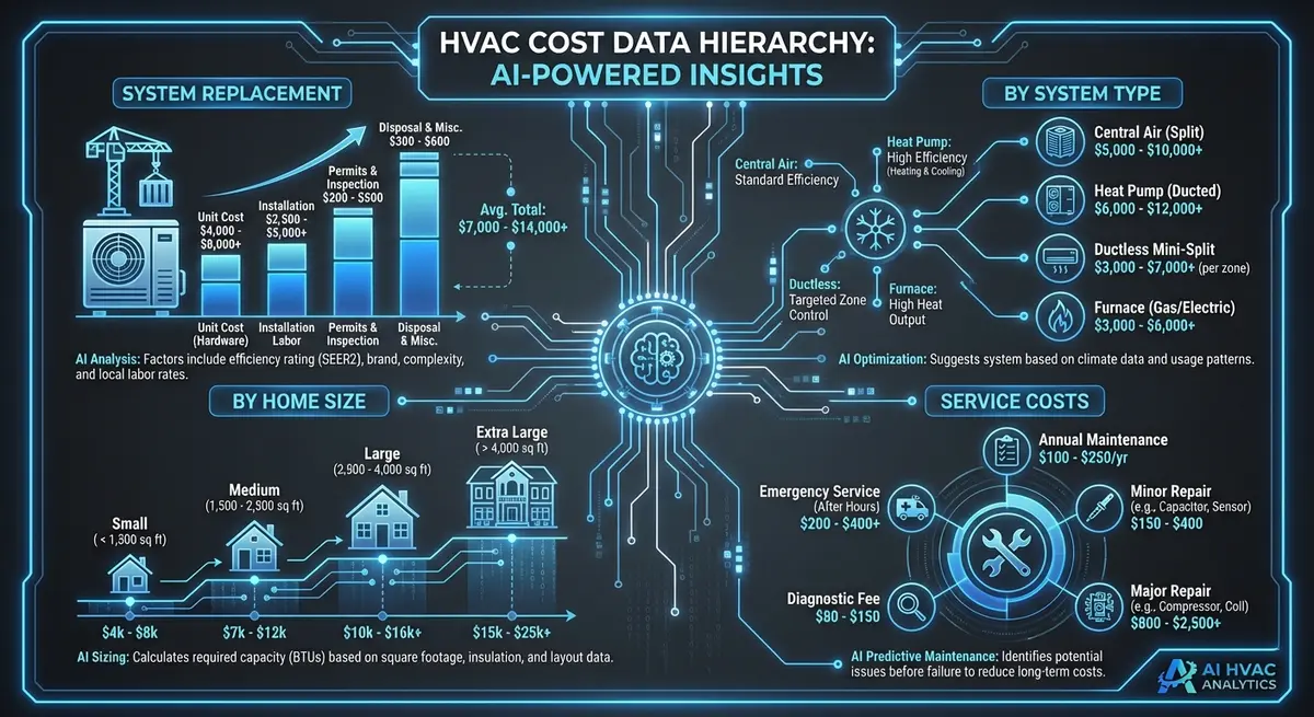 Infographic showing structured data points for ai search local pack for hvac cost