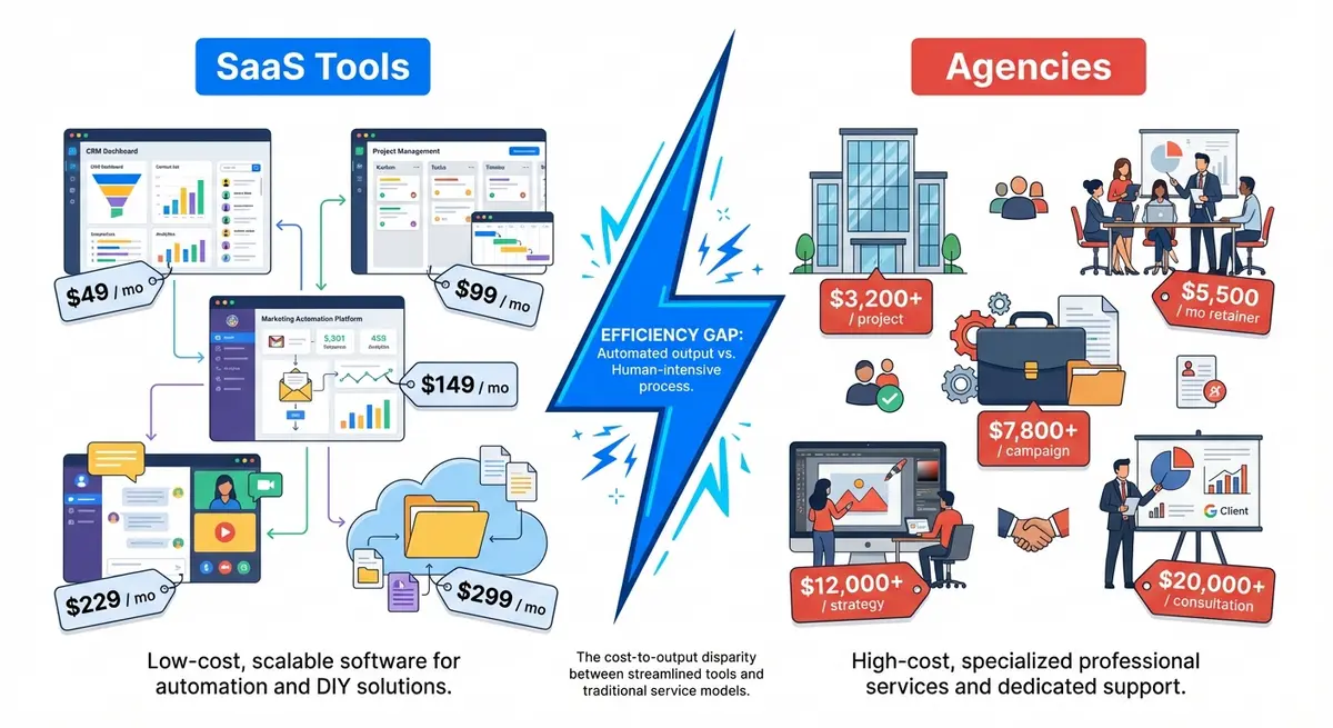 Comparison of AI SEO platform for management consultants cost versus traditional agency retainers