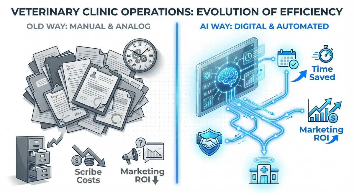 Comparison of manual vet clinic costs versus AI SEO software for veterinarians cost structures