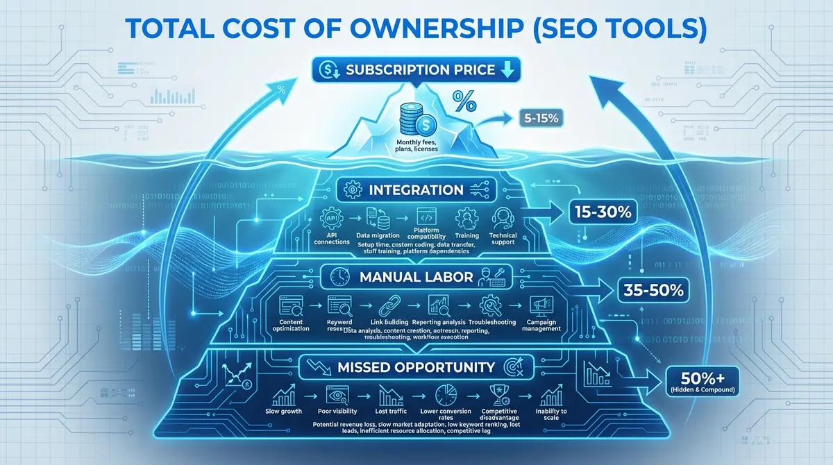 Infographic showing total cost of ownership for ai seo tool for cloud service providers
