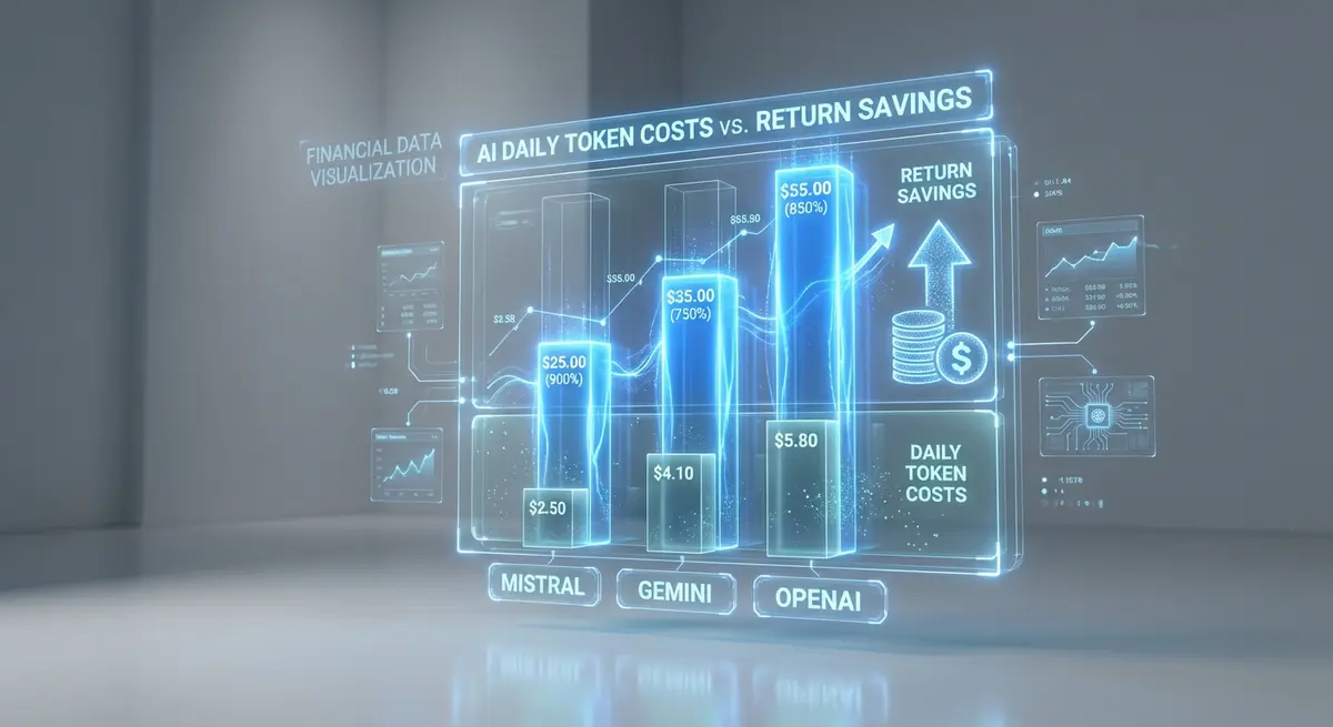 Graph comparing AI size recommendation cost against potential return savings