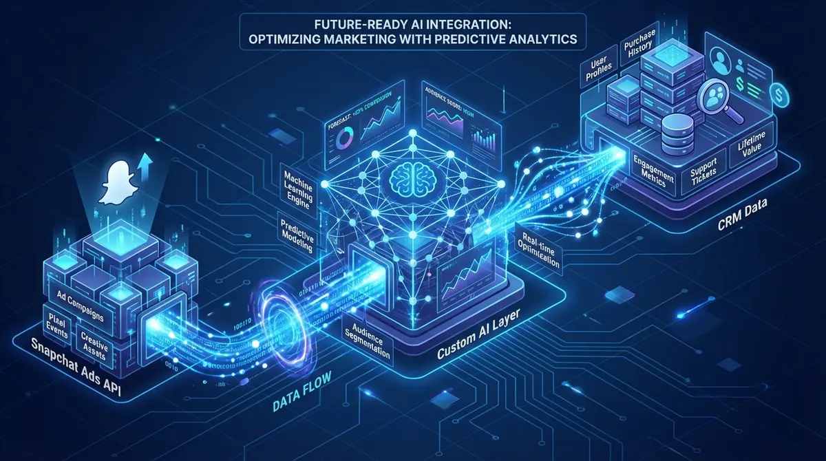 Diagram showing custom AI Snapchat tracking architecture vs off-the-shelf tools