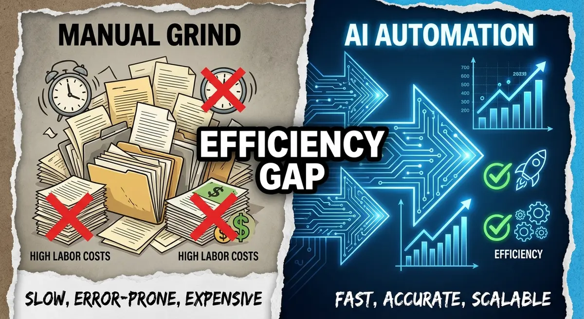 Infographic comparing manual labor costs vs ai social media automation cost efficiency