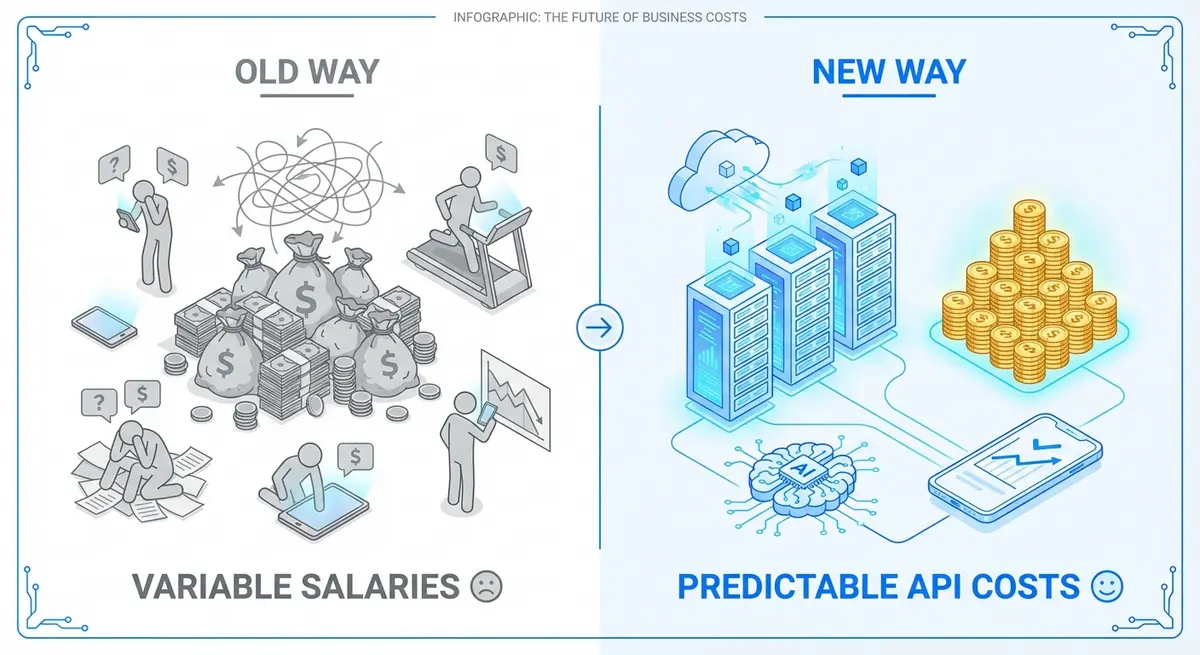 Infographic comparing manual solar sales costs versus ai solar sales agent pricing efficiency