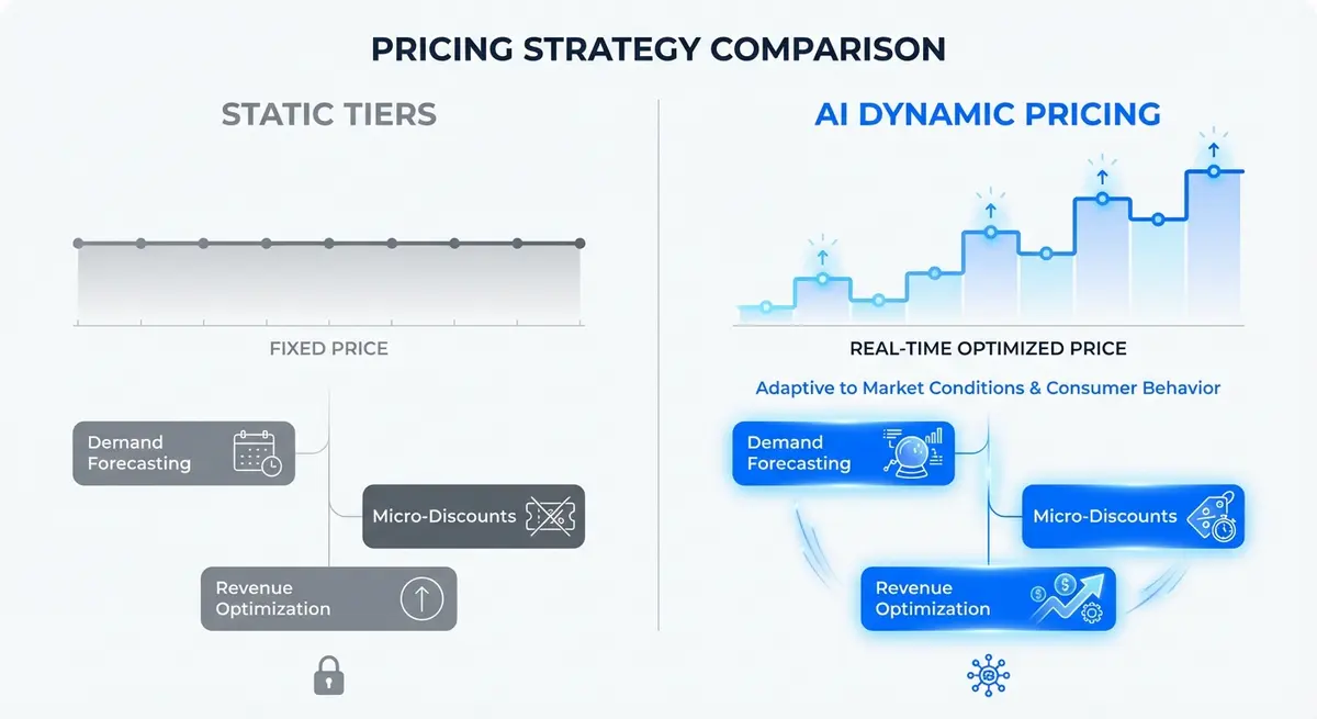 Infographic showing the revenue difference between static tiers and dynamic ai summit funnel pricing
