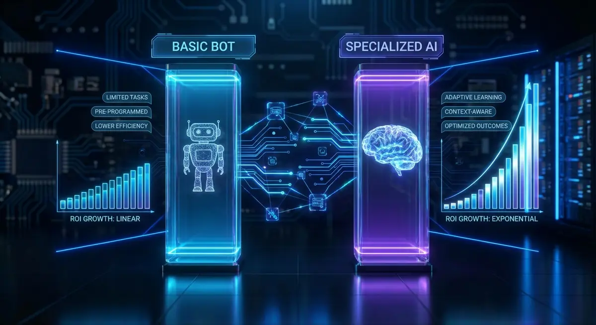 Infographic comparing AI tire shop agent cost versus feature depth and ROI